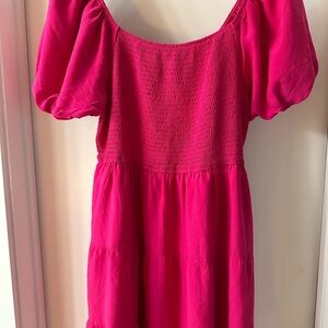 Hot Pink Fuchsia Knee Length Dress Size 2XL Capped Sleeves Zesica